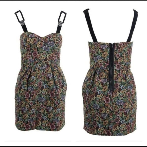 BCBGeneration Floral Tapestry Bustier rope strap mini  dress size 10 - Picture 2 of 16